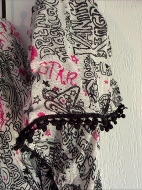 Walt Disney World Black & White Graphic Scarf with Pink Accents